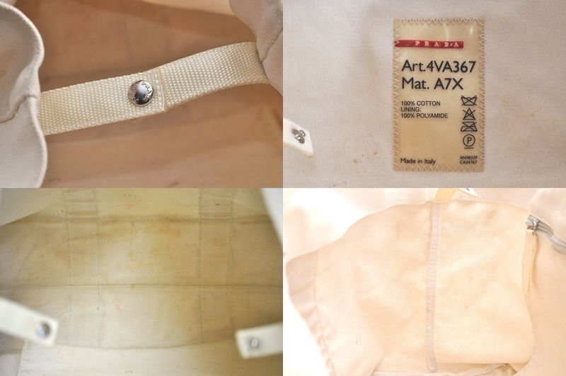 Prada Sports Prada Sport Vintage Cotton Shoulder Tote Bag White 4402n