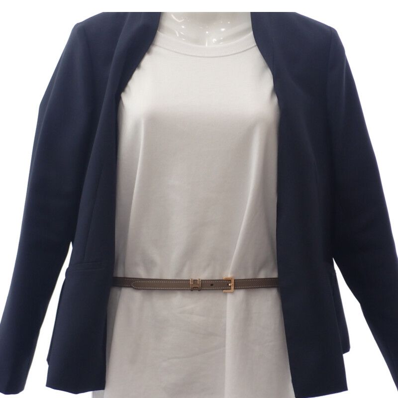 Hermes Pop H 15 H081087 Belt Vaux Epson Etoupe Brown Pink Gold Hardware Ladies