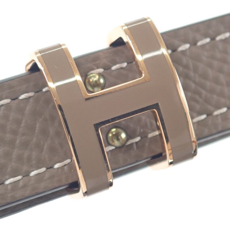Hermes Pop H 15 H081087 Belt Vaux Epson Etoupe Brown Pink Gold Hardware Ladies