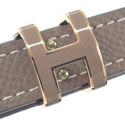Hermes Pop H 15 H081087 Belt Vaux Epson Etoupe Brown Pink Gold Hardware Ladies