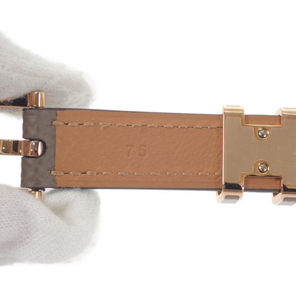 Hermes Pop H 15 H081087 Belt Vaux Epson Etoupe Brown Pink Gold Hardware Ladies