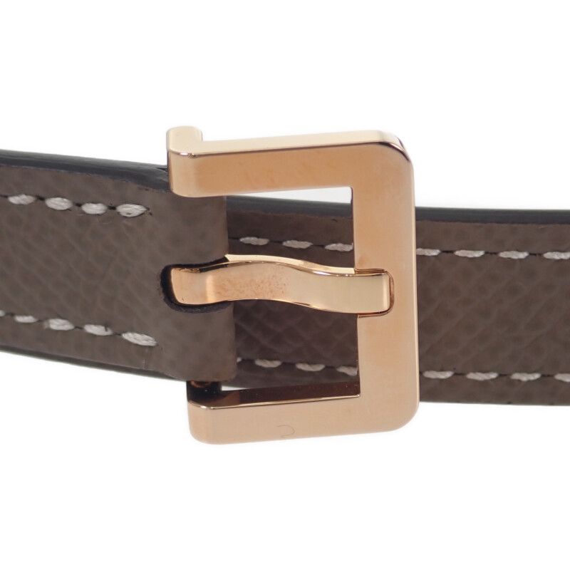 Hermes Pop H 15 H081087 Belt Vaux Epson Etoupe Brown Pink Gold Hardware Ladies