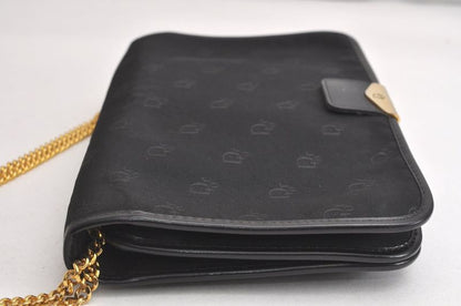 Christian DIOR Chain Shoulder Crossbody Bag Nylon Leather Black 4422n