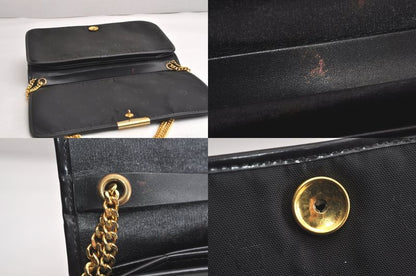 Christian DIOR Chain Shoulder Crossbody Bag Nylon Leather Black 4422n