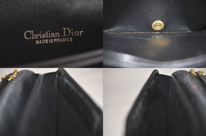 Christian DIOR Chain Shoulder Crossbody Bag Nylon Leather Black 4422n