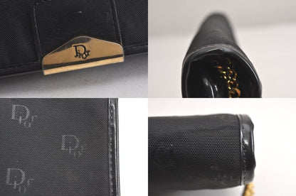 Christian DIOR Chain Shoulder Crossbody Bag Nylon Leather Black 4422n