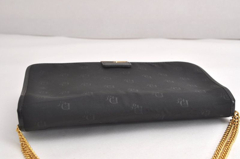 Christian DIOR Chain Shoulder Crossbody Bag Nylon Leather Black 4422n