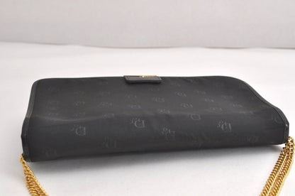 Christian DIOR Chain Shoulder Crossbody Bag Nylon Leather Black 4422n