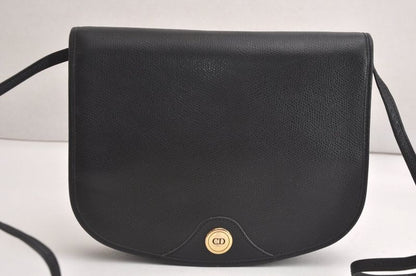 Christian DIOR Shoulder Crossbody Bag Purse Leather Black 4423n