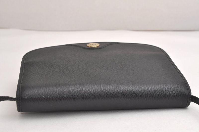 Christian DIOR Shoulder Crossbody Bag Purse Leather Black 4423n