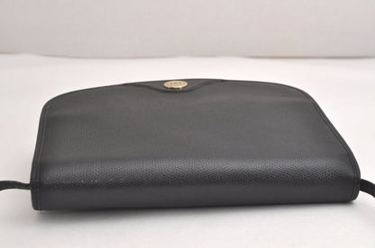 Christian DIOR Shoulder Crossbody Bag Purse Leather Black 4423n