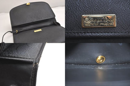 Christian DIOR Shoulder Crossbody Bag Purse Leather Black 4423n