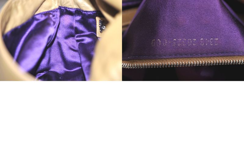 Fendi Mamma Baguette Shoulder Handbag Purse Leather Beige 4424n