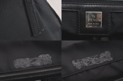 Fendi Vintage Shoulder Tote Bag Nylon Leather Black 4426n