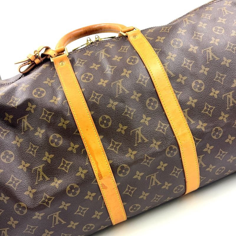 Louis Vuitton Keepall Bandoliere 55 Monogram Leather × PVC Brown Boston Bag