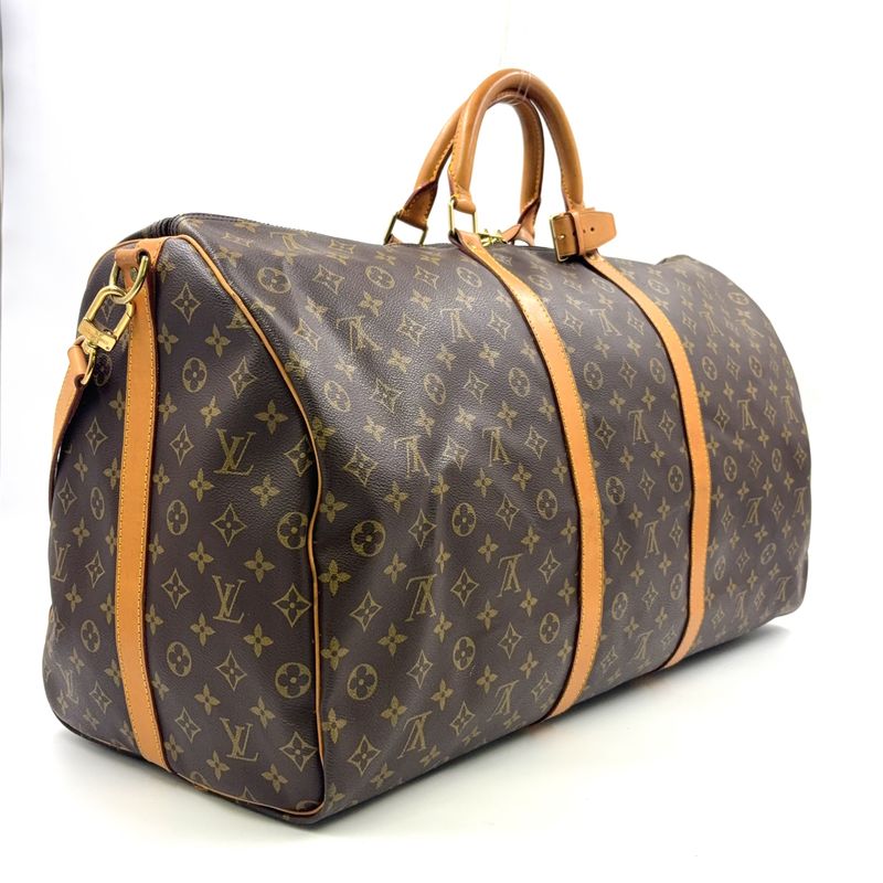 Louis Vuitton Keepall Bandoliere 60 Monogram Leather × PVC Brown Boston Bag