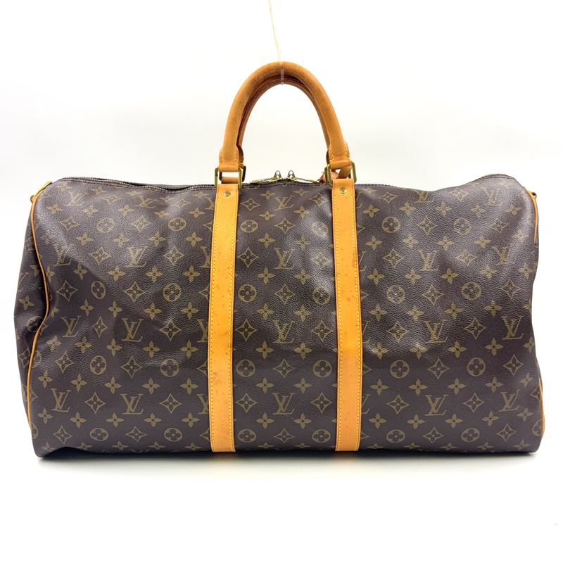 Louis Vuitton Keepall Bandoliere 55 Monogram Leather × PVC Brown Boston Bag
