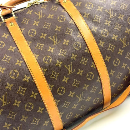 Louis Vuitton Keepall Bandoliere 60 Monogram Leather × PVC Brown Boston Bag