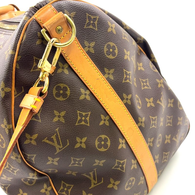 Louis Vuitton Keepall Bandoliere 60 Monogram Leather × PVC Brown Boston Bag
