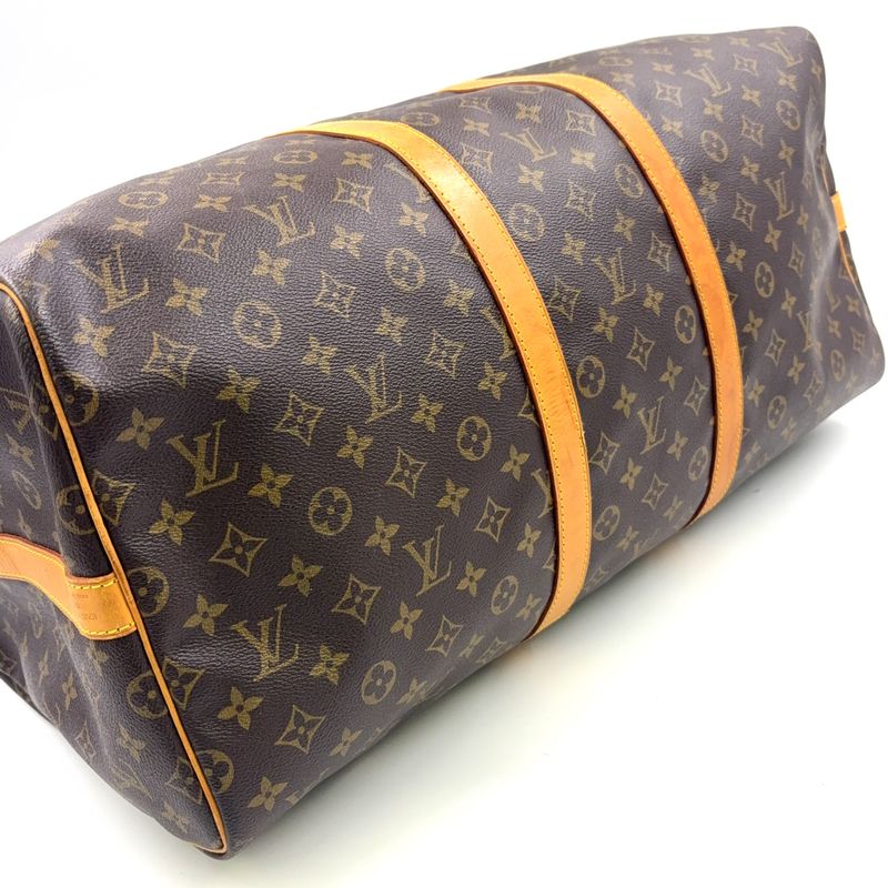 Louis Vuitton Keepall Bandoliere 55 Monogram Leather × PVC Brown Boston Bag