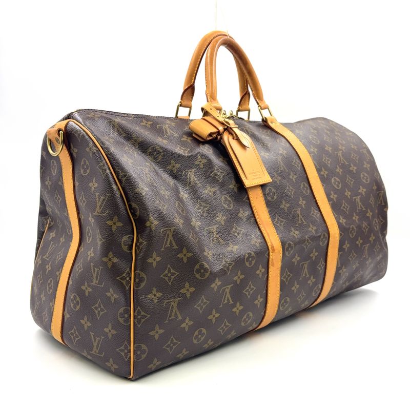 Louis Vuitton Keepall Bandoliere 55 Monogram Leather × PVC Brown Boston Bag