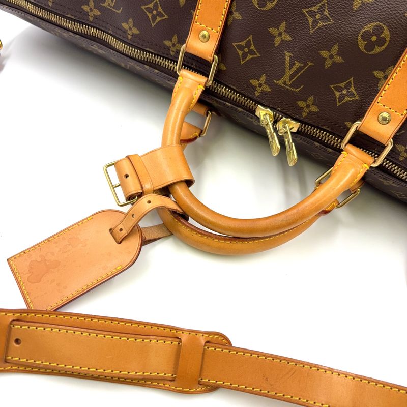 Louis Vuitton Keepall Bandoliere 60 Monogram Leather × PVC Brown Boston Bag