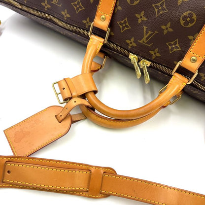 Louis Vuitton Keepall Bandoliere 60 Monogram Leather × PVC Brown Boston Bag