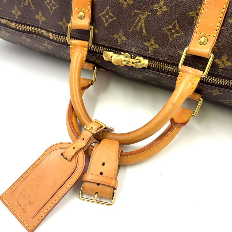 Louis Vuitton Keepall Bandoliere 60 Monogram Leather × PVC Brown Boston Bag