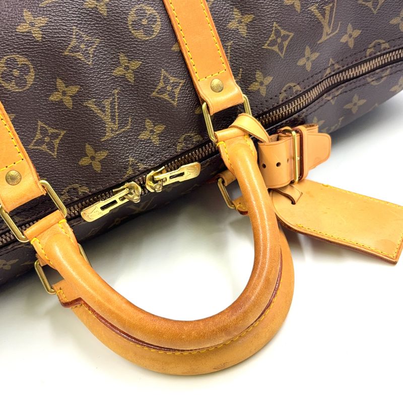 Louis Vuitton Keepall Bandoliere 55 Monogram Leather × PVC Brown Boston Bag