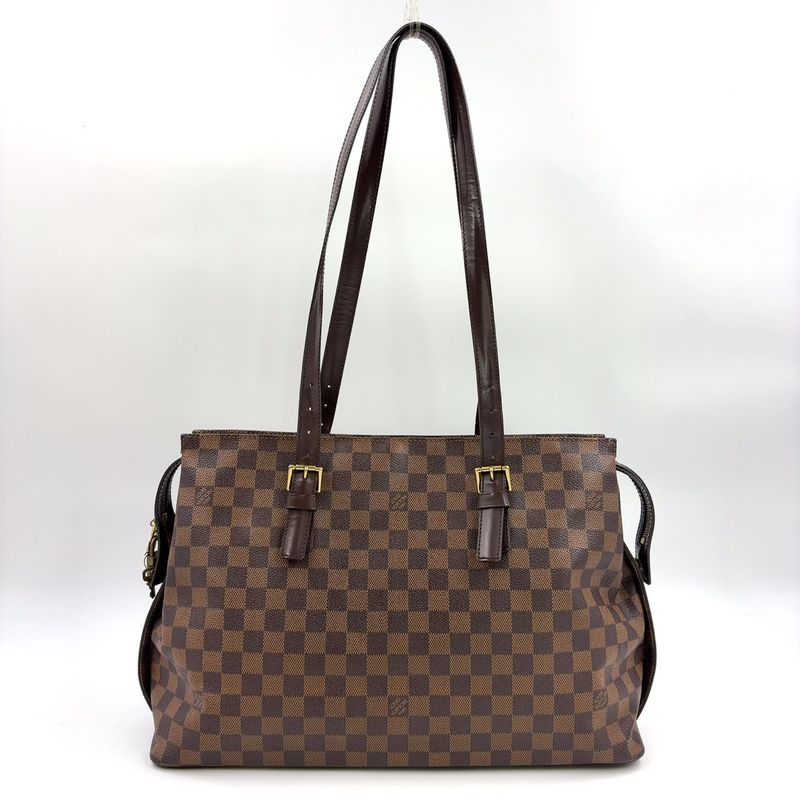 Louis Vuitton Chelsea Damier Ebene Damier Ebene Leather × PVC Brown Tote Bag