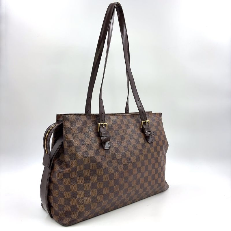 Louis Vuitton Chelsea Damier Ebene Damier Ebene Leather × PVC Brown Tote Bag
