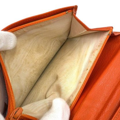 Chanel Coco Mark Serial No 6 Leather Orange Long Wallet