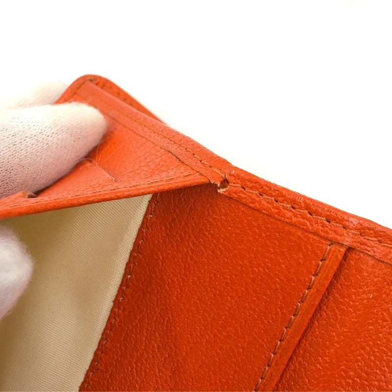 Chanel Coco Mark Serial No 6 Leather Orange Long Wallet