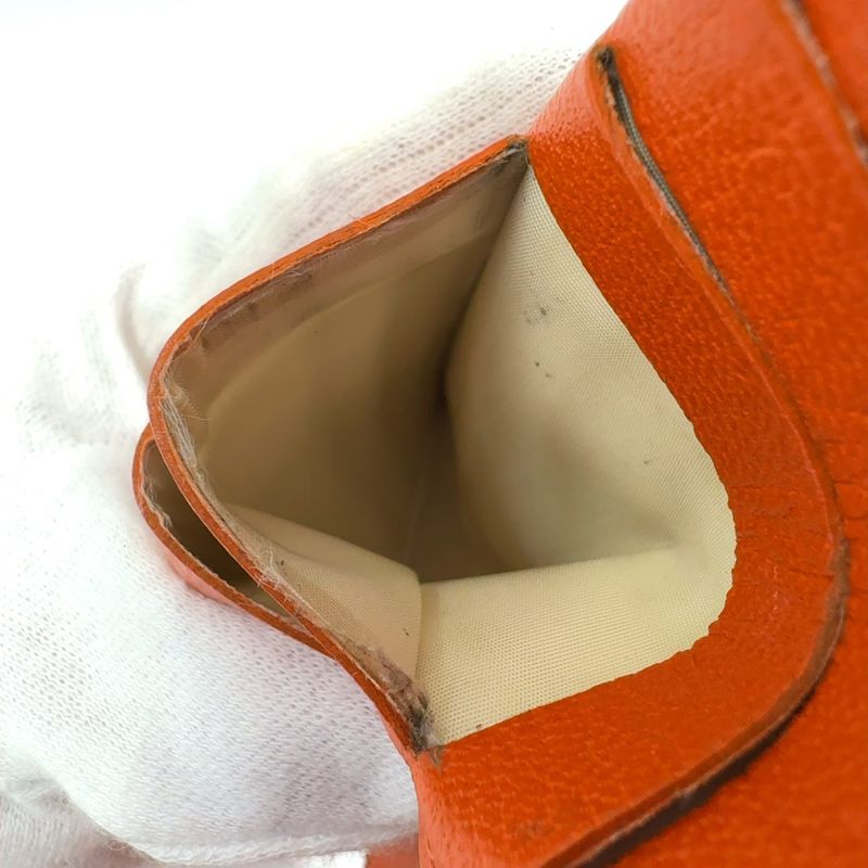 Chanel Coco Mark Serial No 6 Leather Orange Long Wallet