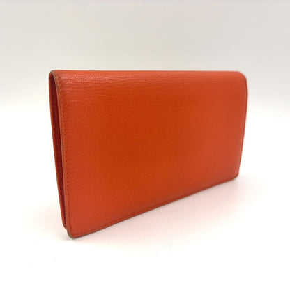 Chanel Coco Mark Serial No 6 Leather Orange Long Wallet