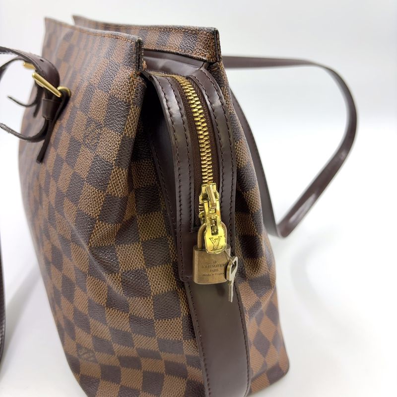 Louis Vuitton Chelsea Damier Ebene Damier Ebene Leather × PVC Brown Tote Bag
