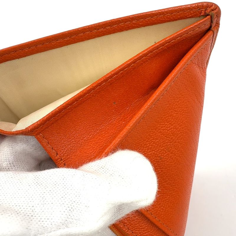 Chanel Coco Mark Serial No 6 Leather Orange Long Wallet