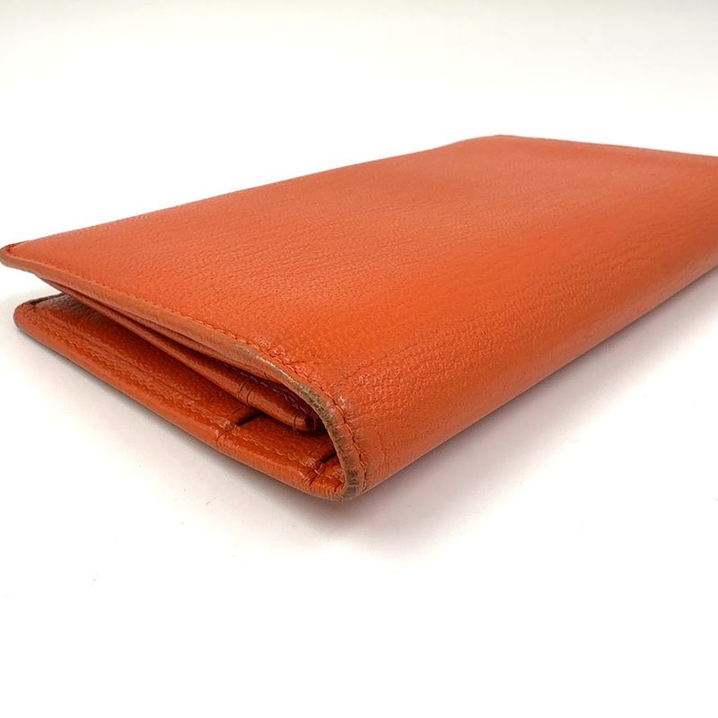 Chanel Coco Mark Serial No 6 Leather Orange Long Wallet