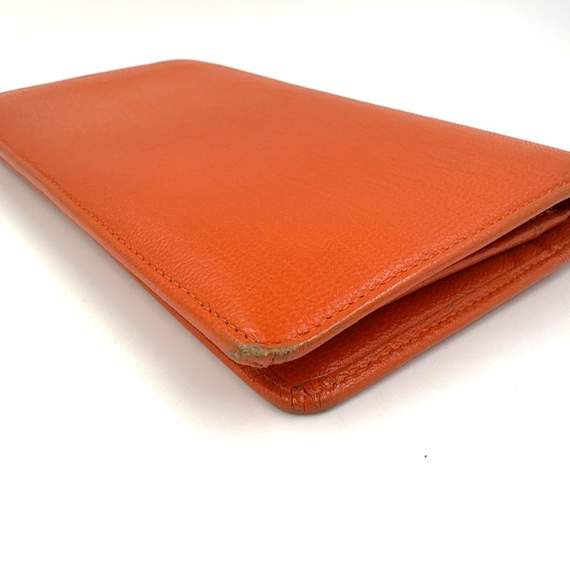 Chanel Coco Mark Serial No 6 Leather Orange Long Wallet
