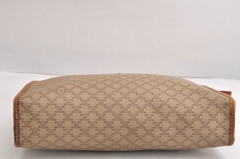 Celine Macadam Blazon Patterned Clutch Handbag Pvc Leather Beige 4432n