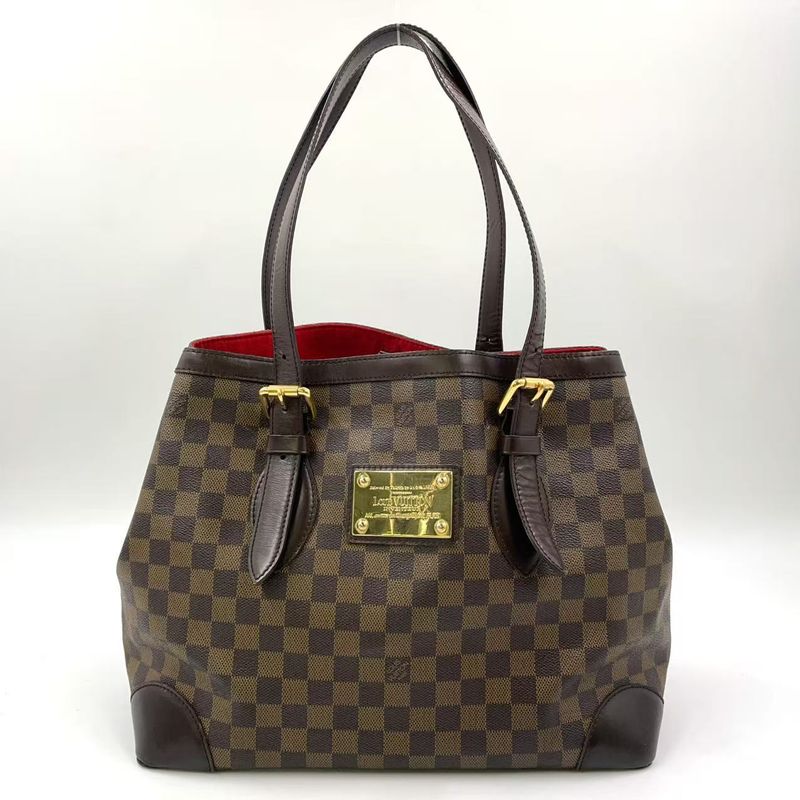Louis Vuitton Hampstead MM Damier Ebene Damier Ebene Leather × PVC Brown Tote