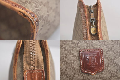 Celine Macadam Blazon Patterned Clutch Handbag Pvc Leather Beige 4432n