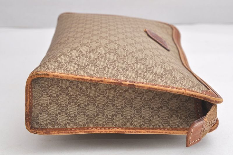 Celine Macadam Blazon Patterned Clutch Handbag Pvc Leather Beige 4432n