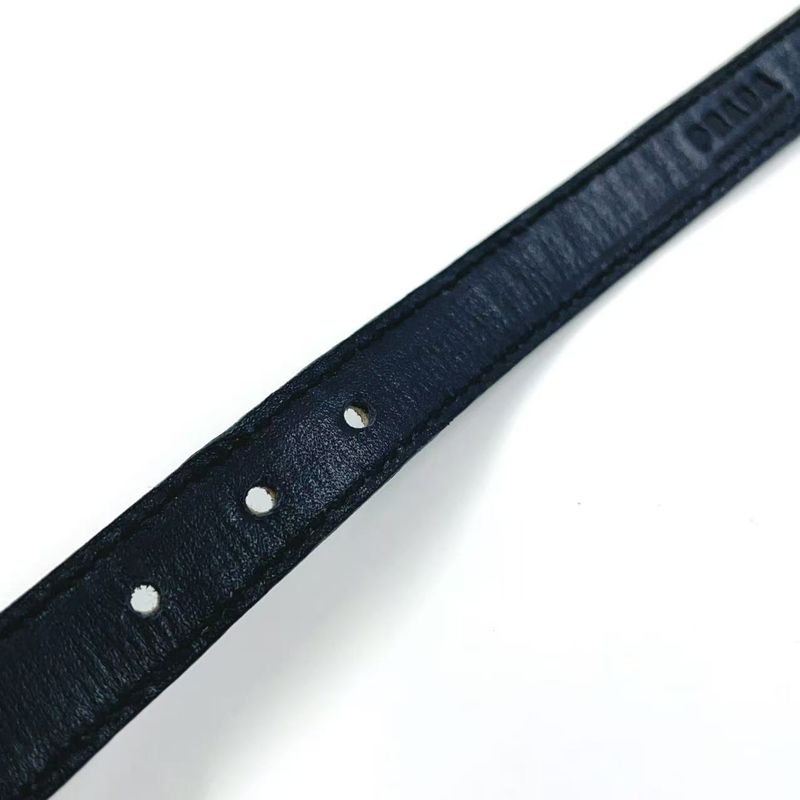 Prada Saffiano Leather Black Bracelet With Gold Bangle