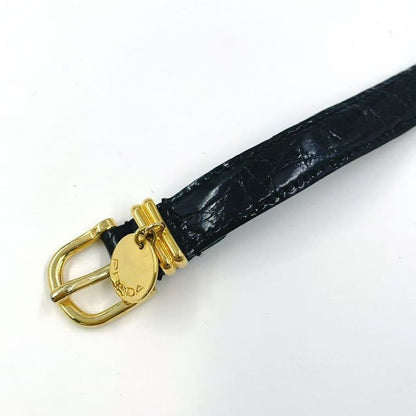 Prada Saffiano Leather Black Bracelet With Gold Bangle