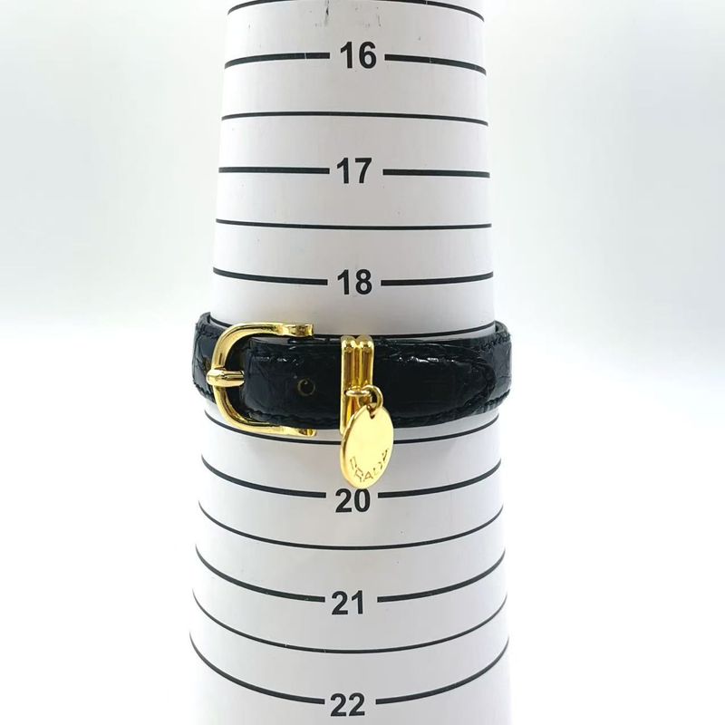 Prada Saffiano Leather Black Bracelet With Gold Bangle