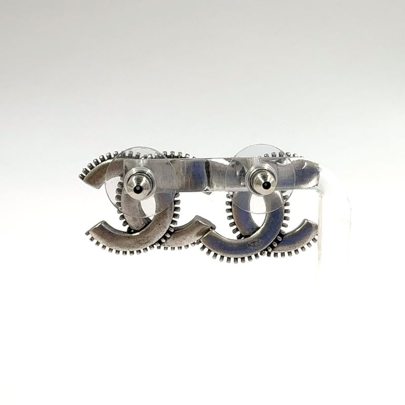 Chanel Coco Mark Metal Silver Earrings And Earrings
