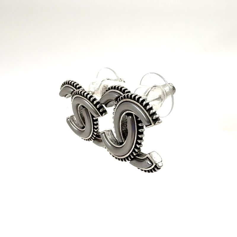 Chanel Coco Mark Metal Silver Earrings And Earrings