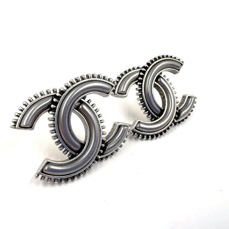 Chanel Coco Mark Metal Silver Earrings And Earrings