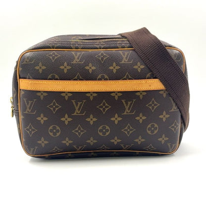 Louis Vuitton Reporter PM Monogram Leather × PVC Brown Shoulder Bag Gold M45254